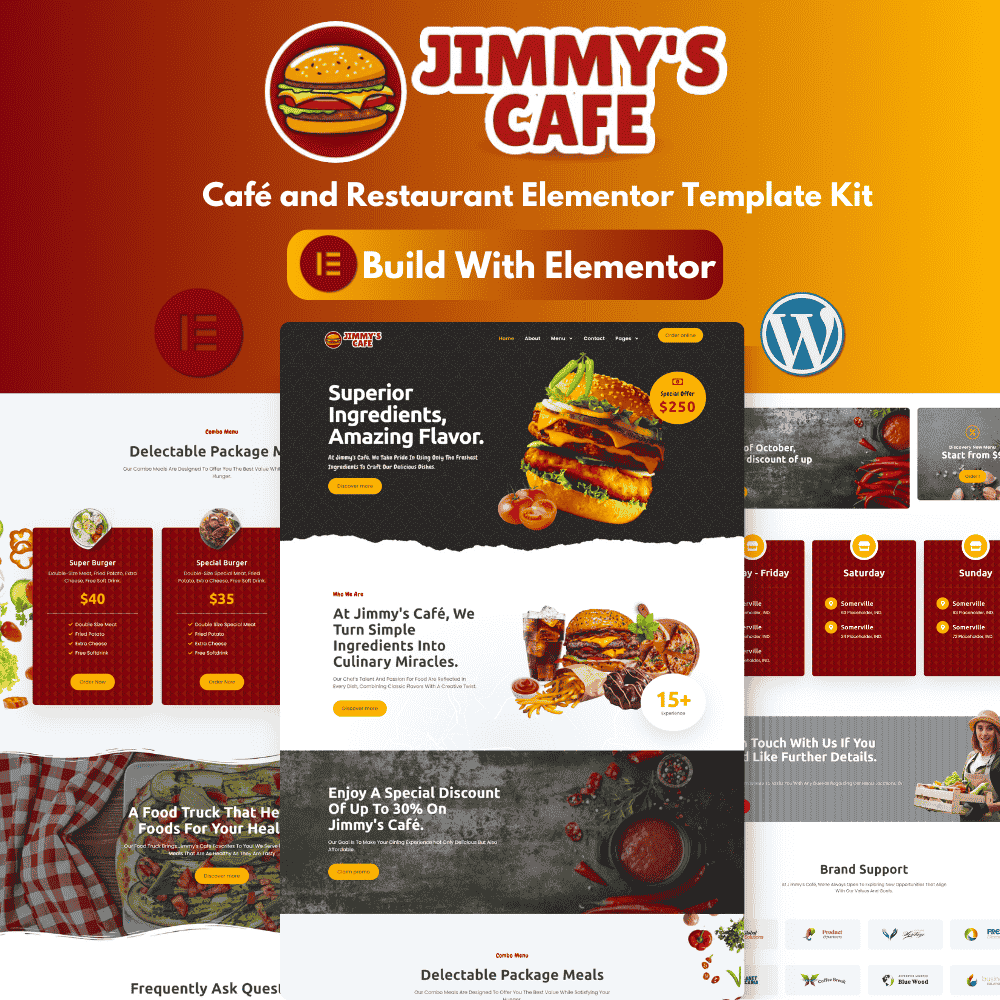 Jimmy's Café - Café and Restaurant Elementor Template Kit Jimmy's Café - Café and Restaurant Elementor Template Kit
