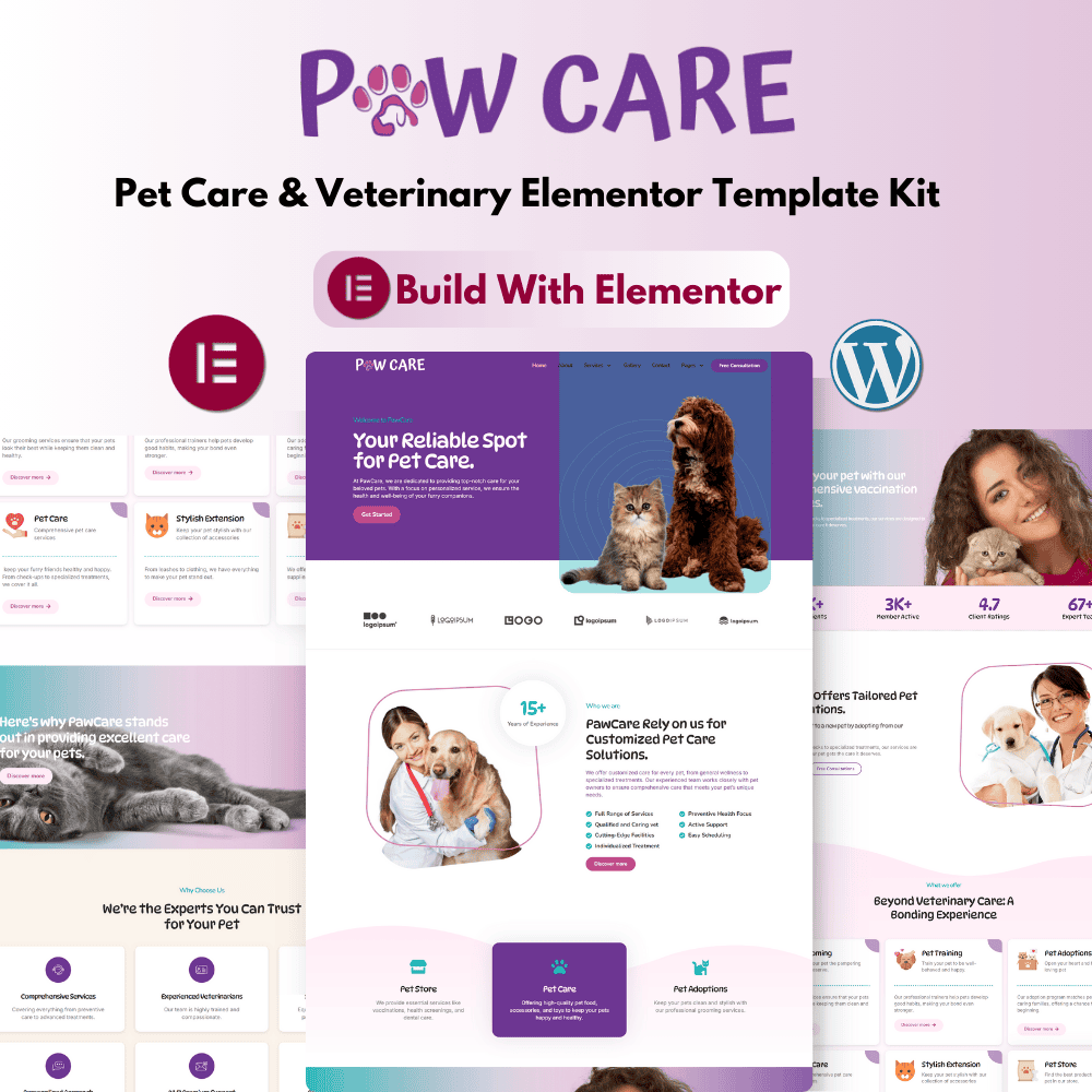 PawCare-Pet Care & Veterinary Elementor Template Kit PawCare-Pet Care & Veterinary Elementor Template Kit